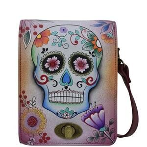 Anna Sugar Skull Leather Flap Convertible Crossbody Bag